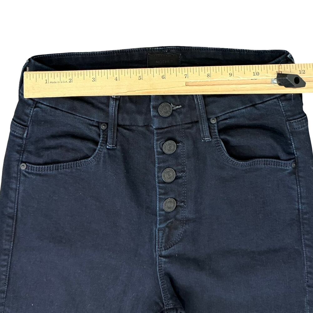 Mother Pixie Ankle Fray Holding Hands Dark Wash Button Fly Skinny Jeans size 24 - Picture 3 of 14